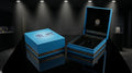 Premium Custom Printed Blue Jewelry Box | Luxury Chain Design Gift Packaging